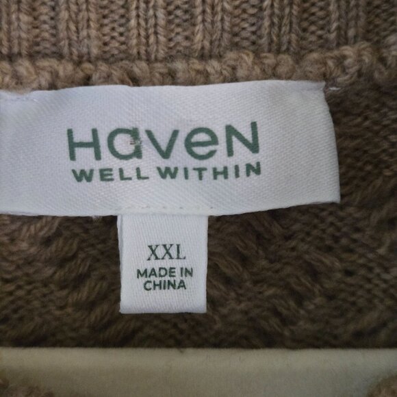 Haven Well Within Merino Cashmere Chevron Turtleneck Sweater Size XXL - Picture 7 of 8